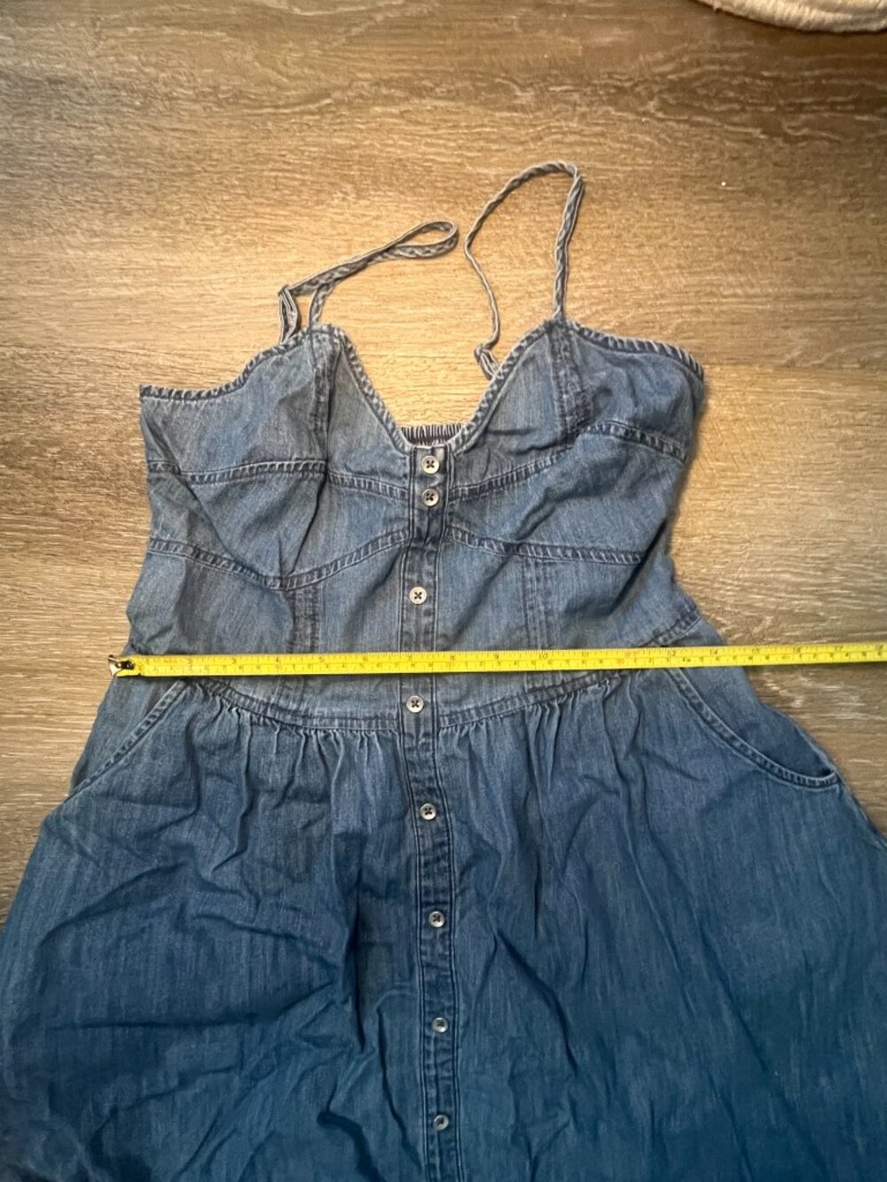 Express Womens Denim Button-Front Mini Dress Size S With Pockets - Picture 2 of 10